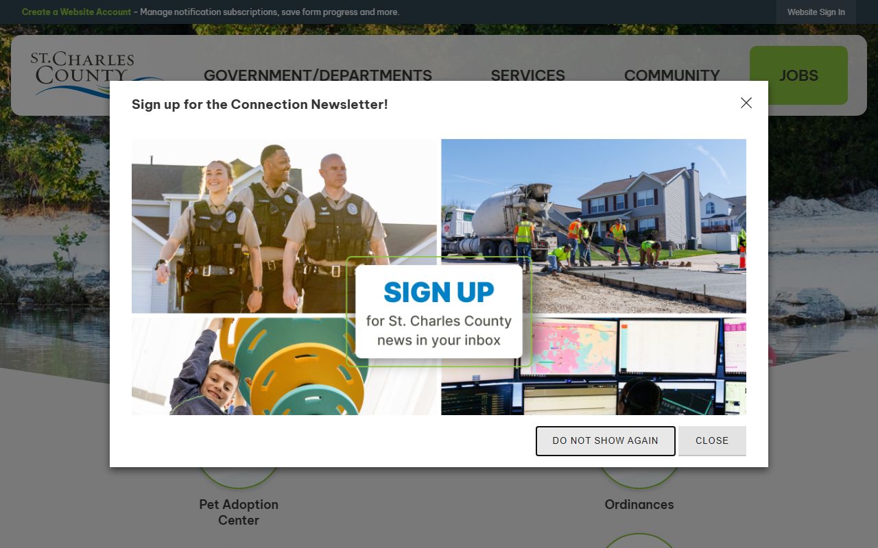 St. Charles County government website for St. Peters jail roster search