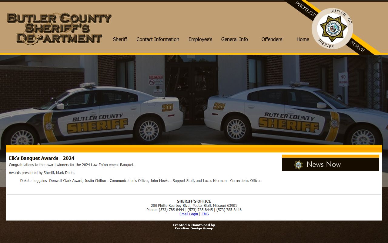 Butler County Sheriff Department website for jail roster and inmate information in Poplar Bluff Missouri