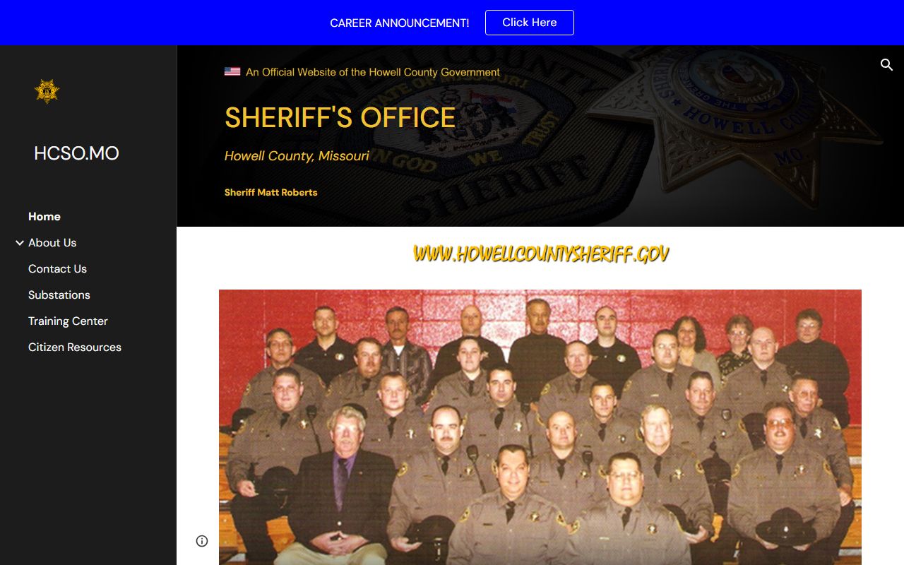 Howell County Sheriff's Office website for jail roster and inmate search in West Plains Missouri
