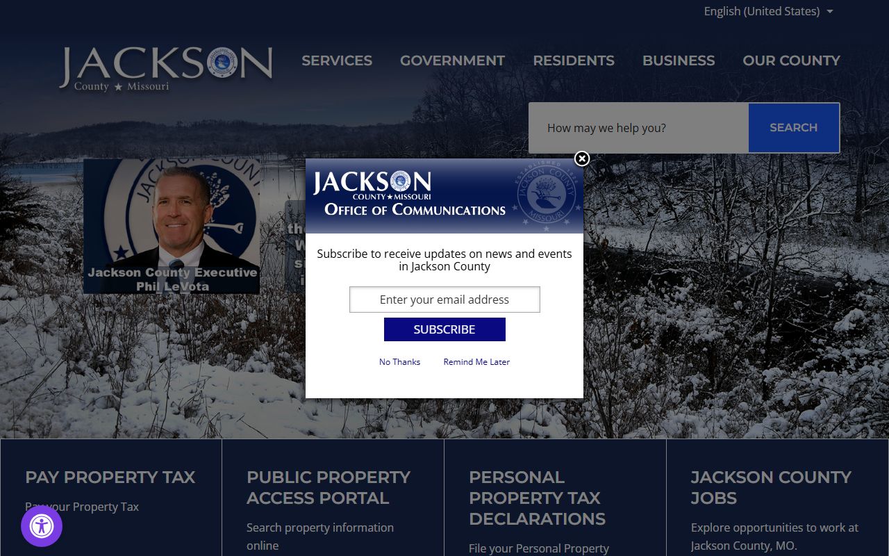 Jackson County government portal with online services for jail roster access