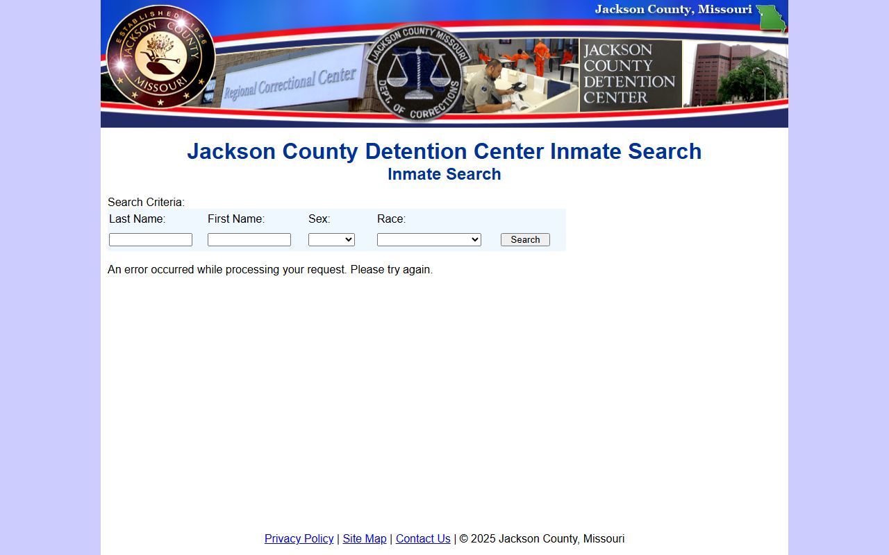 Jackson County Detention Center inmate search page for jail roster lookup