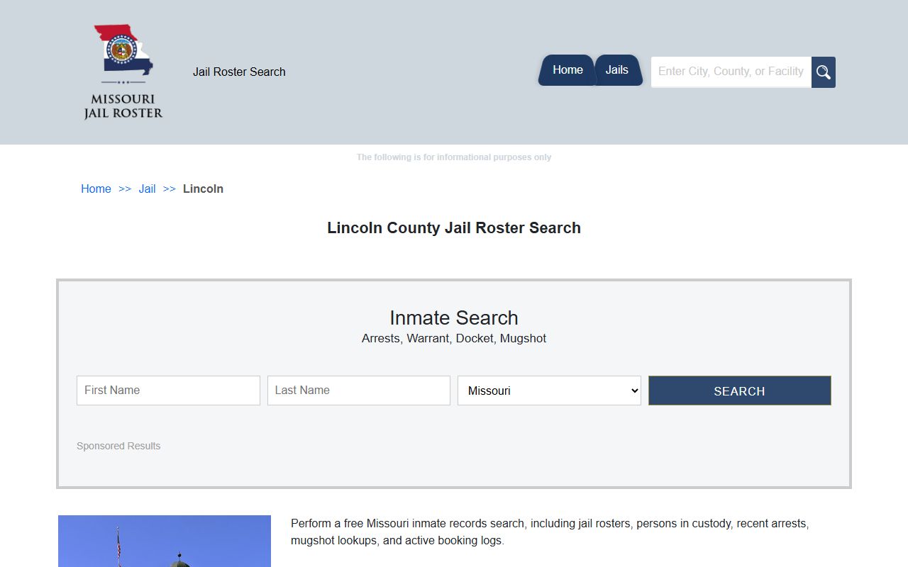 Lincoln County jail roster search results for Missouri inmate records