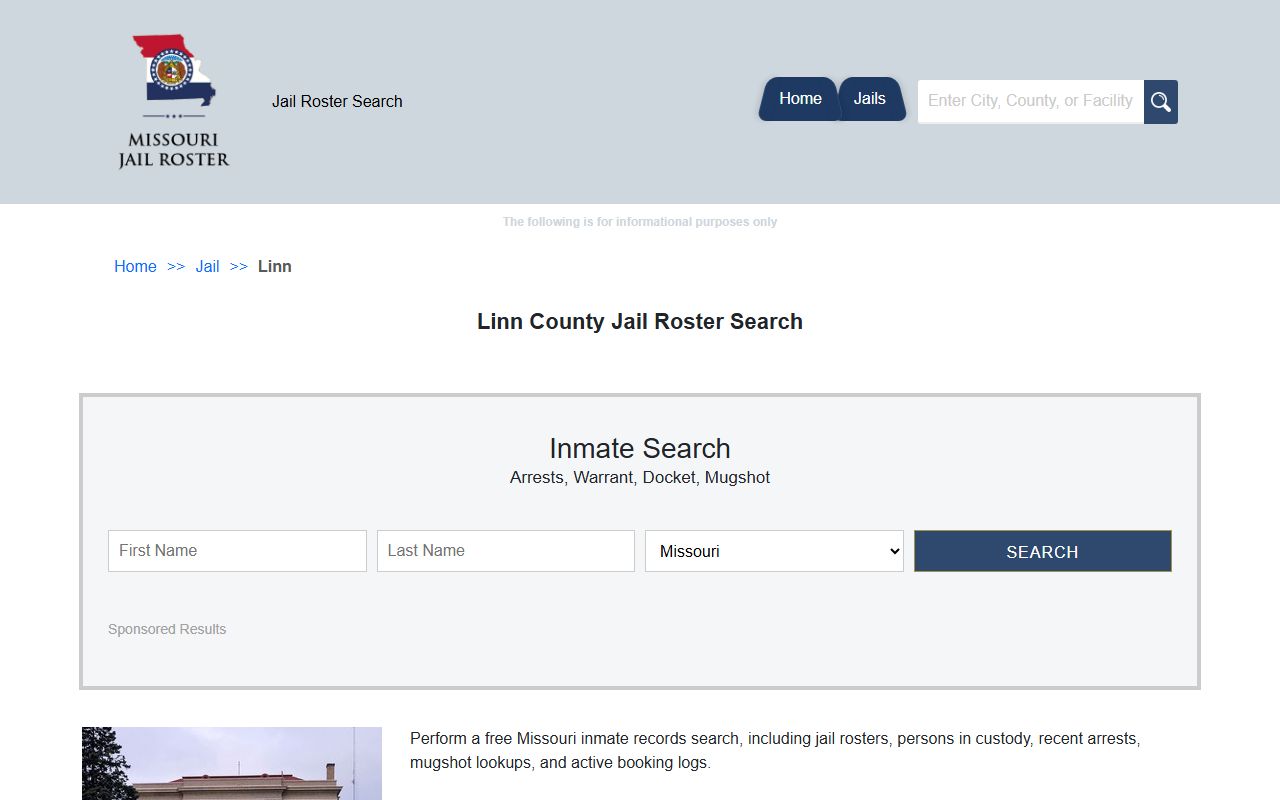 Linn County jail roster search showing outsourced inmate housing information