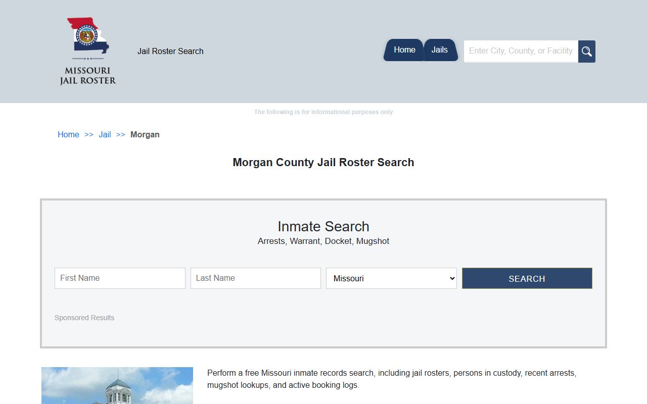 Morgan County jail roster third-party search page