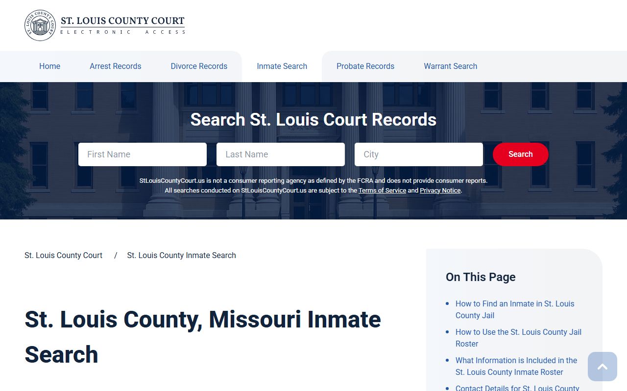 St. Louis County inmate search portal for jail roster lookups