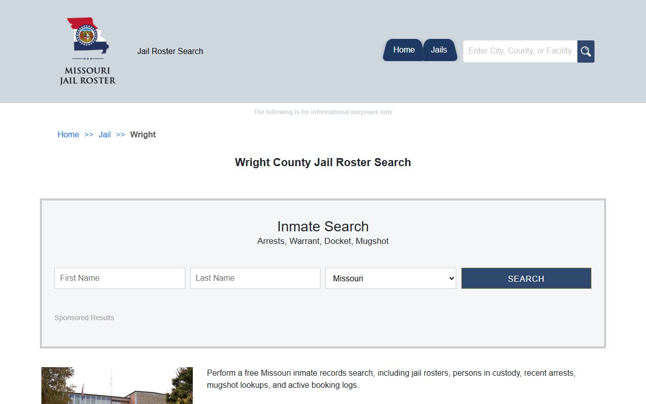 Wright County jail roster search resource for inmate booking data